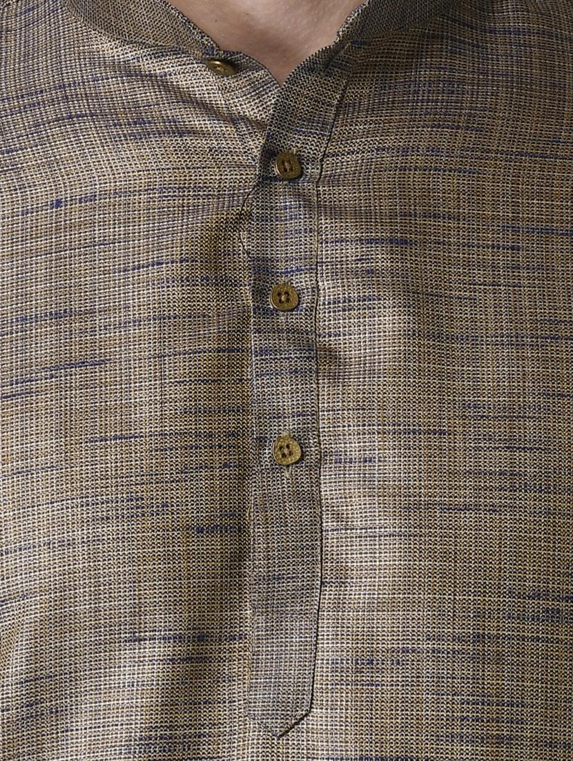 brown solid silk blend long kurta - 17449094 - Zoom Image - 4