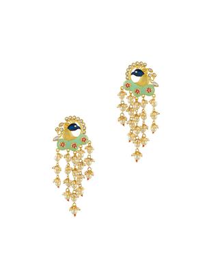 gold brass drop earrings - 17449764 - Standard Image - 2