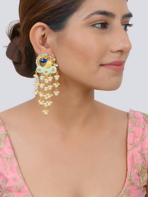 gold brass drop earrings - 17449764 - Standard Image - 4