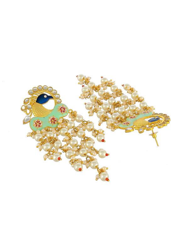 gold brass drop earrings - 17449764 - Zoom Image - 3