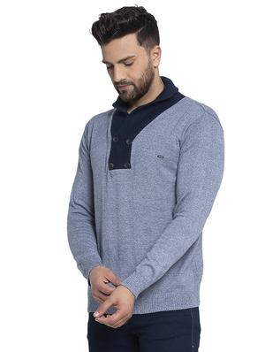 blue solid pullover - 17450024 - Standard Image - 2