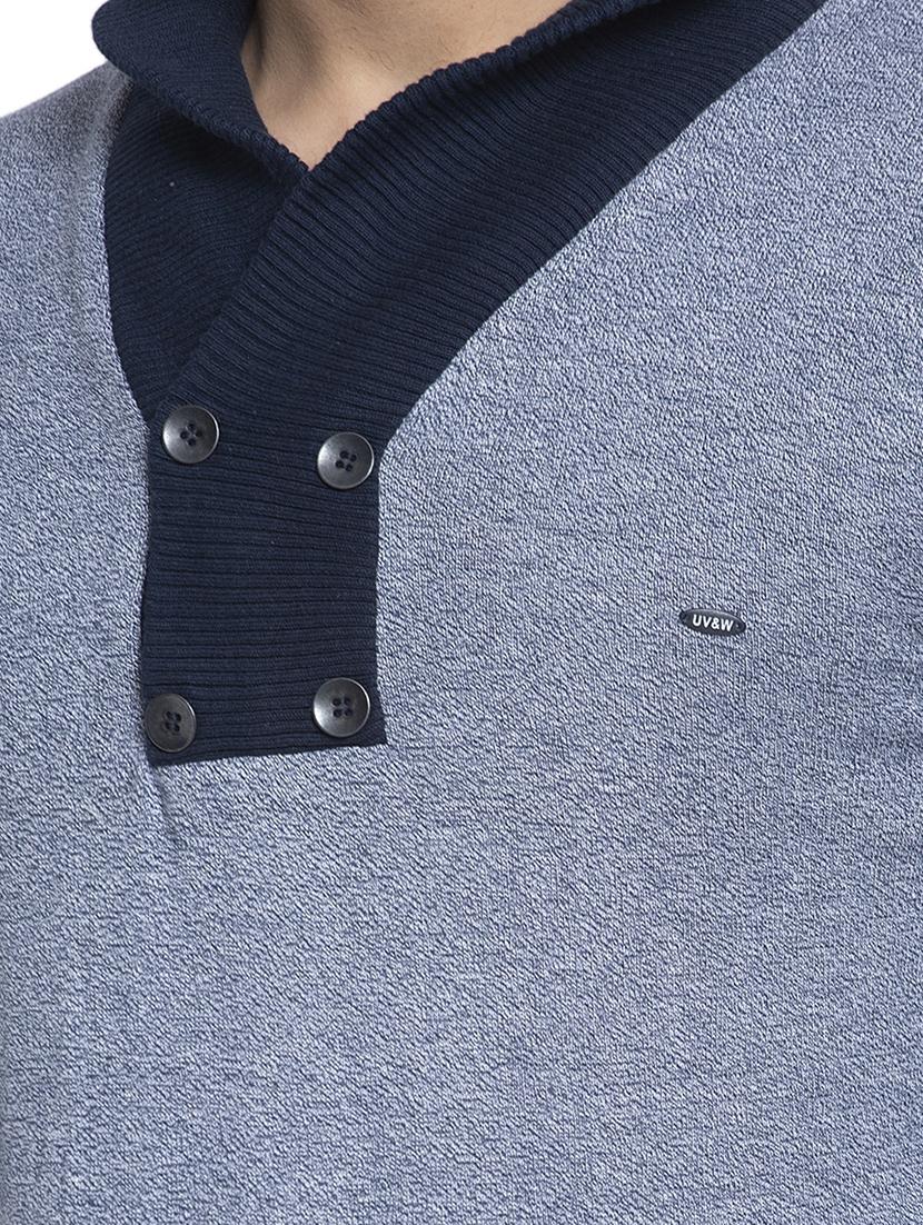blue solid pullover - 17450024 - Zoom Image - 5