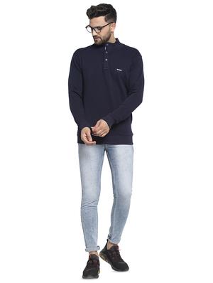 navy blue solid sweatshirt - 17450044 - Standard Image - 4