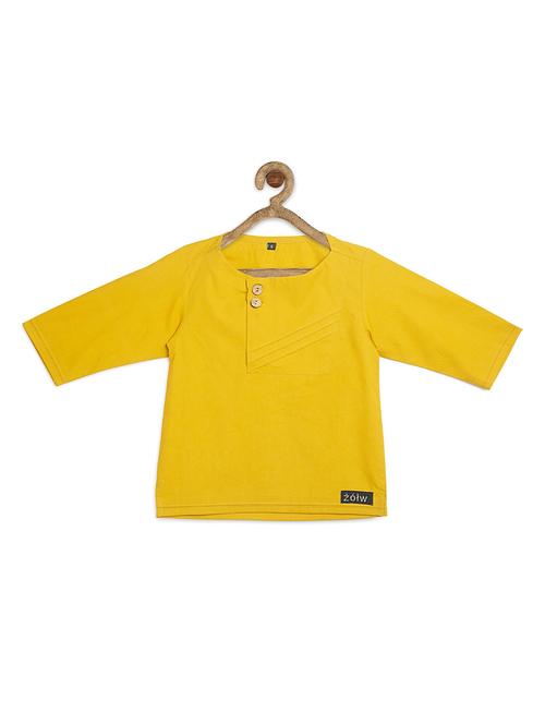 yellow cotton poplin kurta - 17450164 - Standard Image - 1