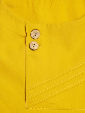 yellow cotton poplin kurta - 17450164 - Standard Image - 3