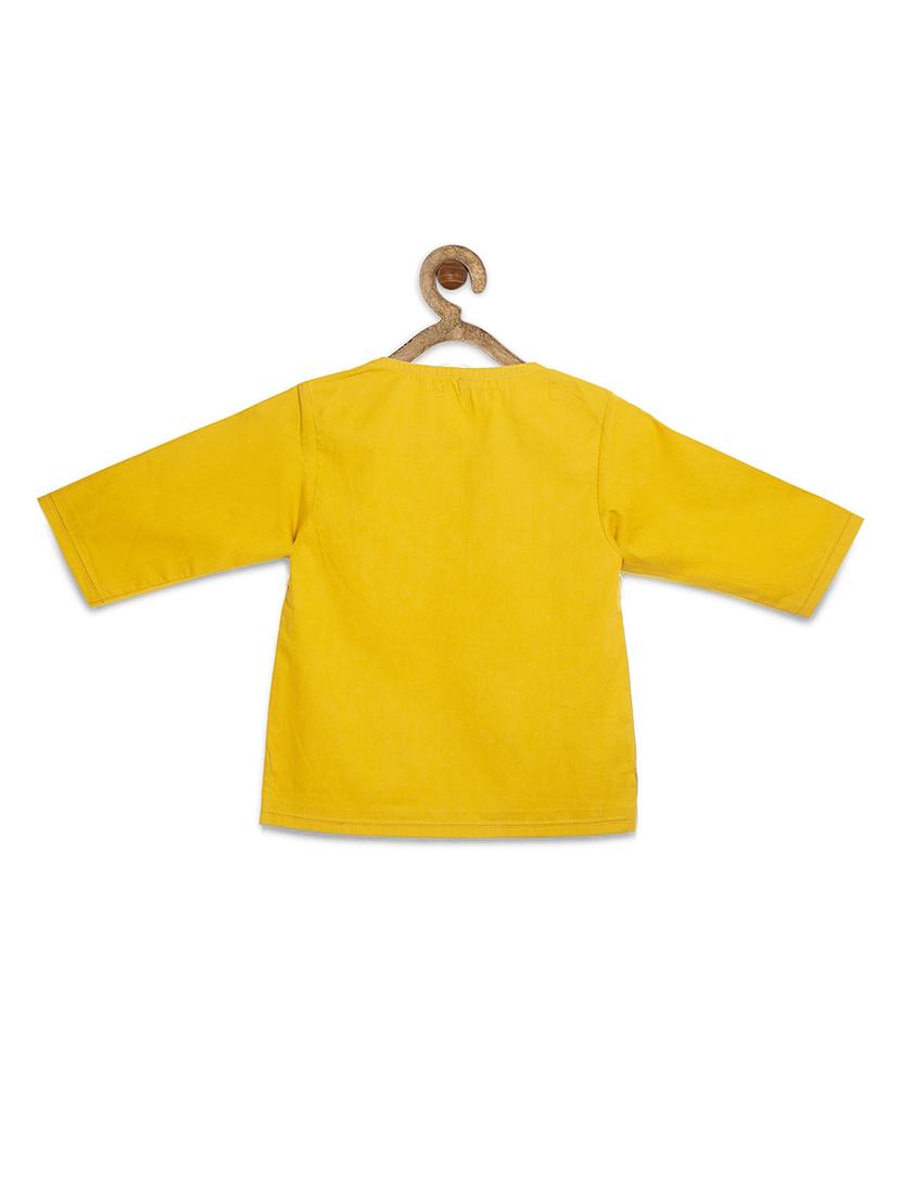 yellow cotton poplin kurta - 17450164 - Zoom Image - 2