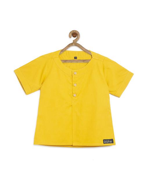 yellow cotton poplin kurta - 17450170 - Very Small Image - 1