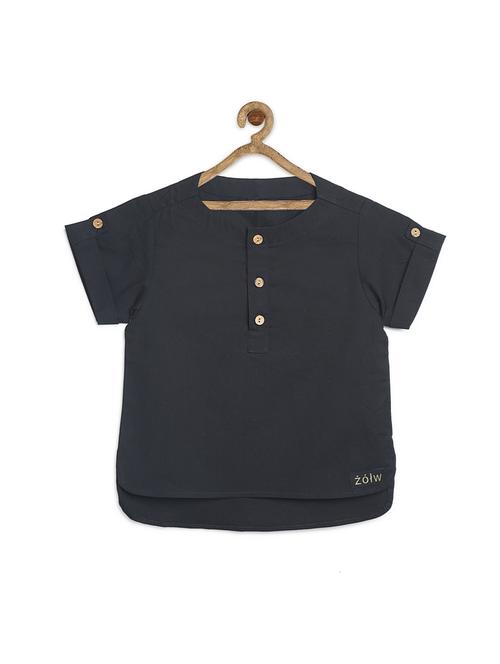 blue cotton poplin kurta - 17450171 - Standard Image - 1