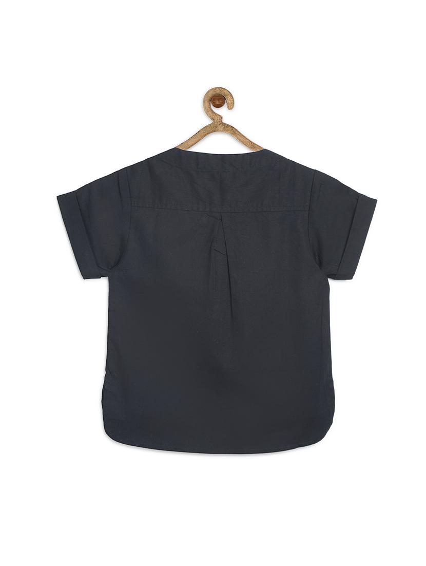 blue cotton poplin kurta - 17450171 - Zoom Image - 2