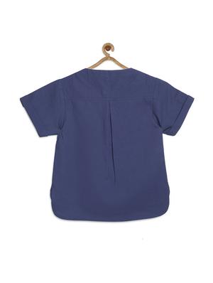 blue cotton poplin kurta - 17450172 - Standard Image - 2