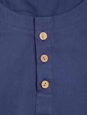 blue cotton poplin kurta - 17450172 - Standard Image - 3