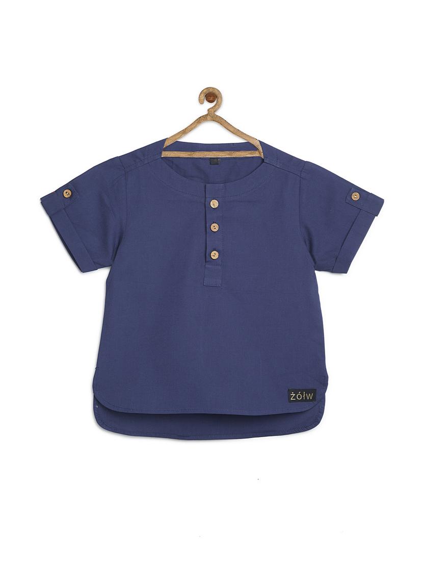 blue cotton poplin kurta - 17450172 - Zoom Image - 1