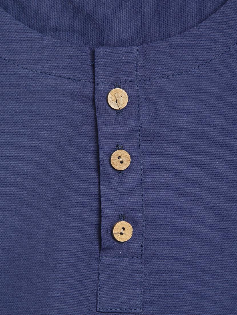 blue cotton poplin kurta - 17450172 - Zoom Image - 3