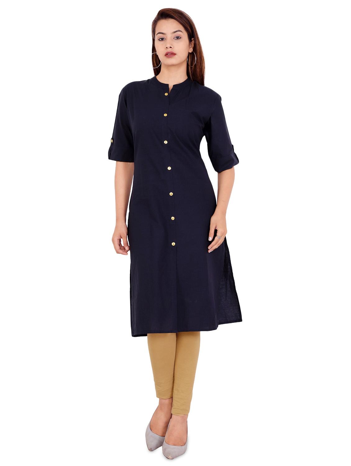 solid straight kurta - 17450178 - Zoom Image - 1