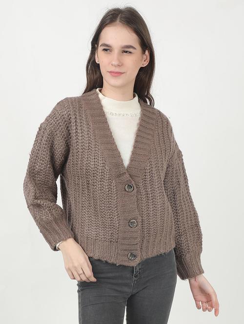 brown acrylic regular pullover - 17450613 - Standard Image - 1