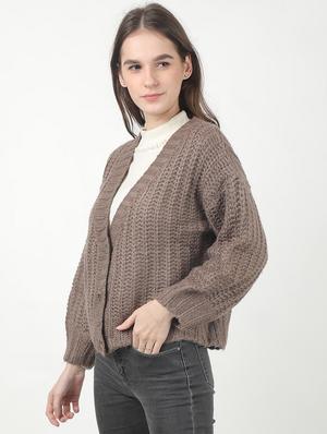brown acrylic regular pullover - 17450613 - Standard Image - 2