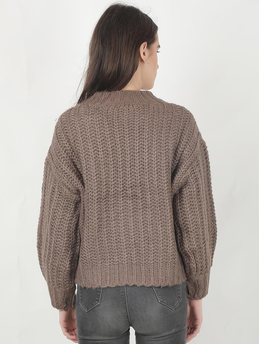 brown acrylic regular pullover - 17450613 - Zoom Image - 3