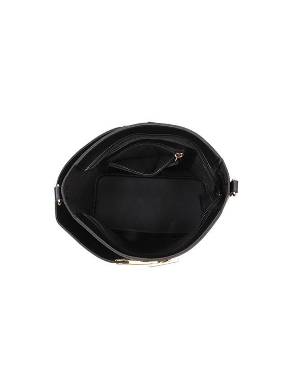 black leatherette (pu) regular handbag - 17451067 - Zoom Image - 3