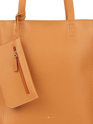 yellow leatherette (pu) regular handbag - 17451080 - Standard Image - 4