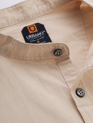 beige solid casual shirt - 17451375 - Standard Image - 5
