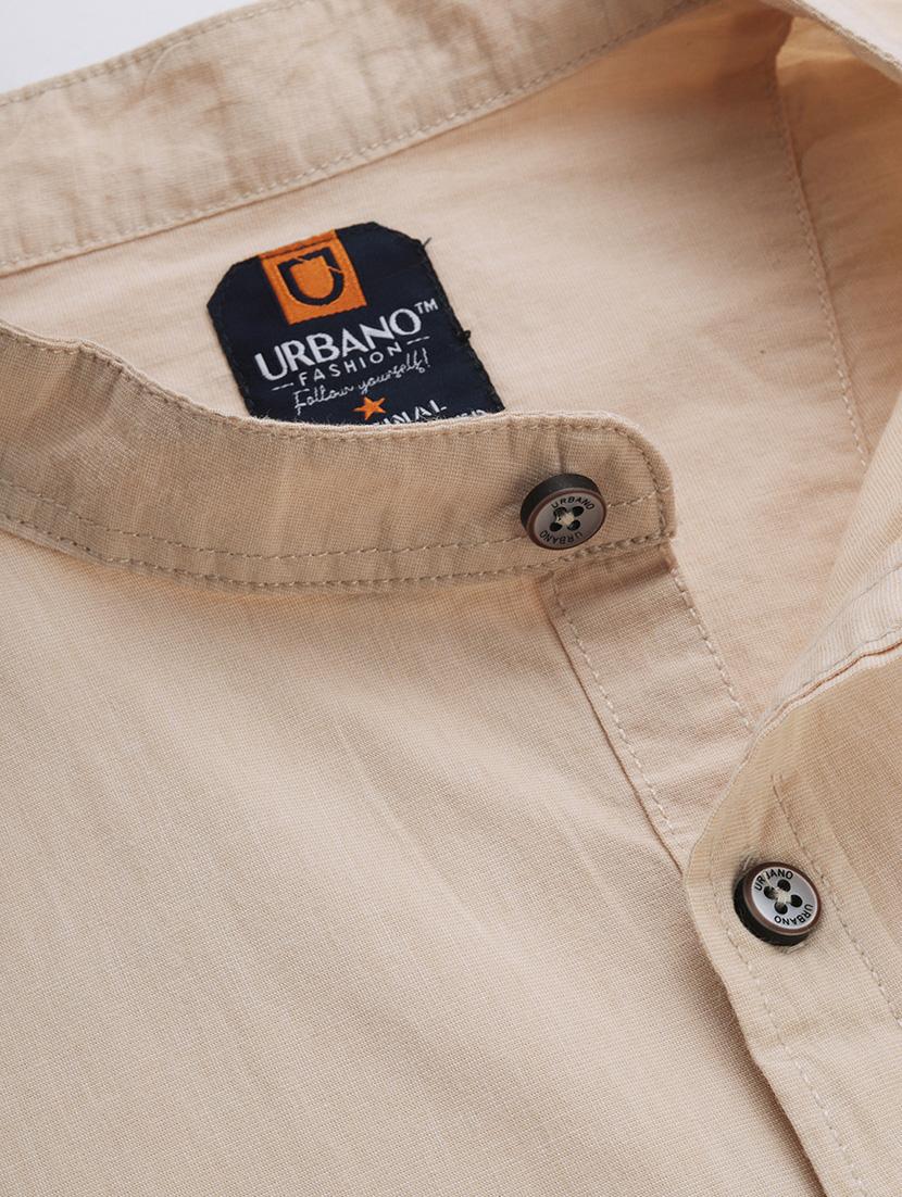 beige solid casual shirt - 17451375 - Zoom Image - 5
