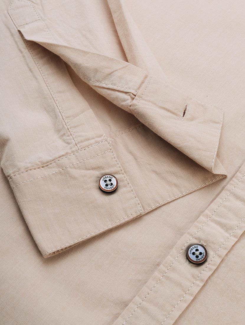 beige solid casual shirt - 17451375 - Zoom Image - 6