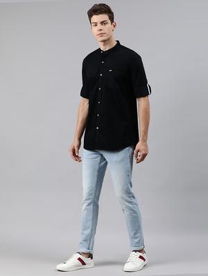 black solid casual shirt - 17451376 - Standard Image - 4