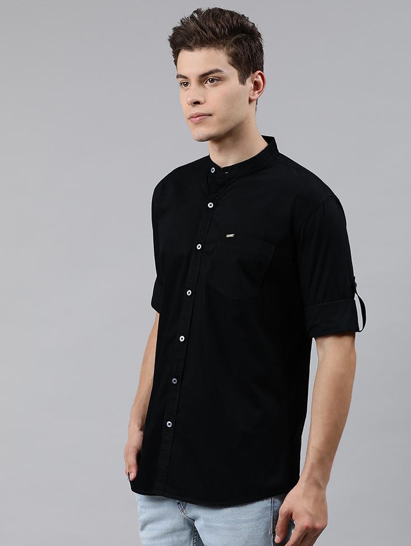 black solid casual shirt - 17451376 - Zoom Image - 2