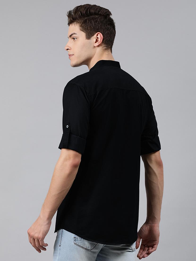 black solid casual shirt - 17451376 - Zoom Image - 3