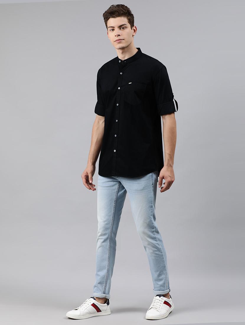 black solid casual shirt - 17451376 - Zoom Image - 4