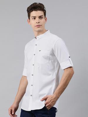 white solid casual shirt - 17451383 - Standard Image - 2