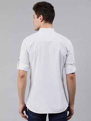 white solid casual shirt - 17451383 - Standard Image - 3