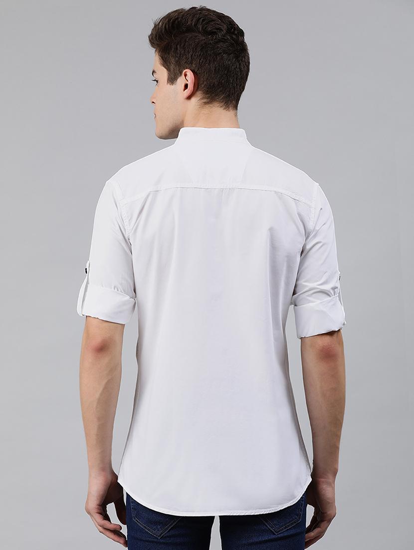 white solid casual shirt - 17451383 - Zoom Image - 3