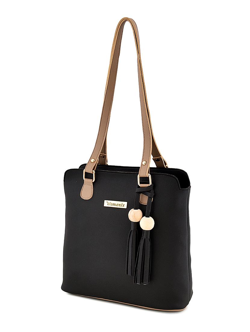 black leatherette (pu) combo handbag - 17451412 - Zoom Image - 4