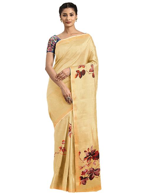floral printed saree with blouse - 17451601 - Standard Image - 1