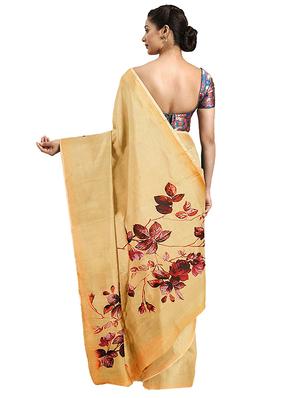 floral printed saree with blouse - 17451601 - Standard Image - 2