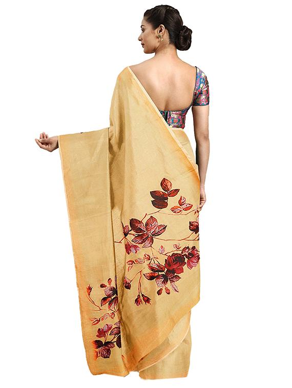 floral printed saree with blouse - 17451601 - Zoom Image - 2