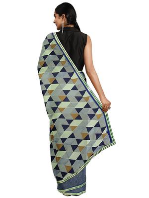geometric printed saree with blouse - 17451619 - Standard Image - 2