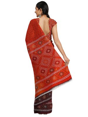 bnadhani printed saree with blouse - 17451625 - Standard Image - 2