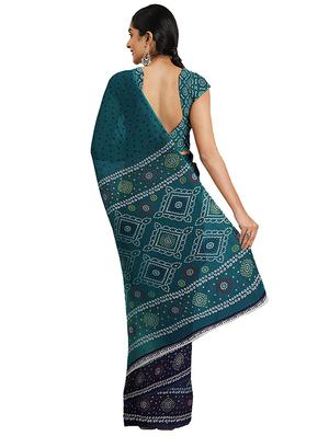 bnadhani printed saree with blouse - 17451701 - Standard Image - 2