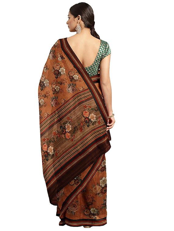floral printed saree with blouse - 17451708 - Zoom Image - 2