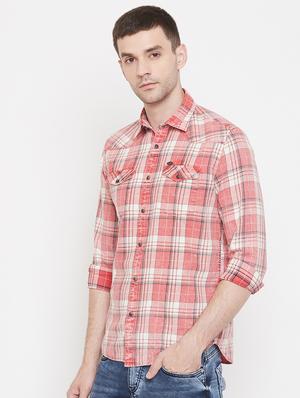 pink checkered casual shirt - 17452628 - Standard Image - 2