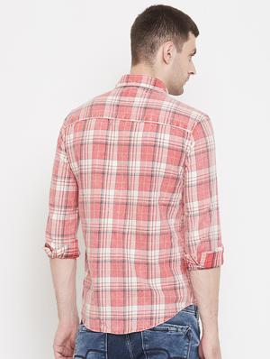 pink checkered casual shirt - 17452628 - Standard Image - 3