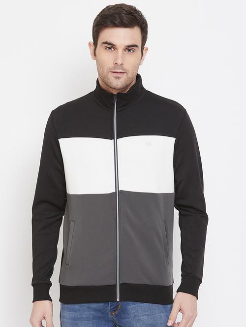 black color block casual jacket - 17452634 - Standard Image - 1
