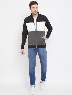 black color block casual jacket - 17452634 - Standard Image - 4