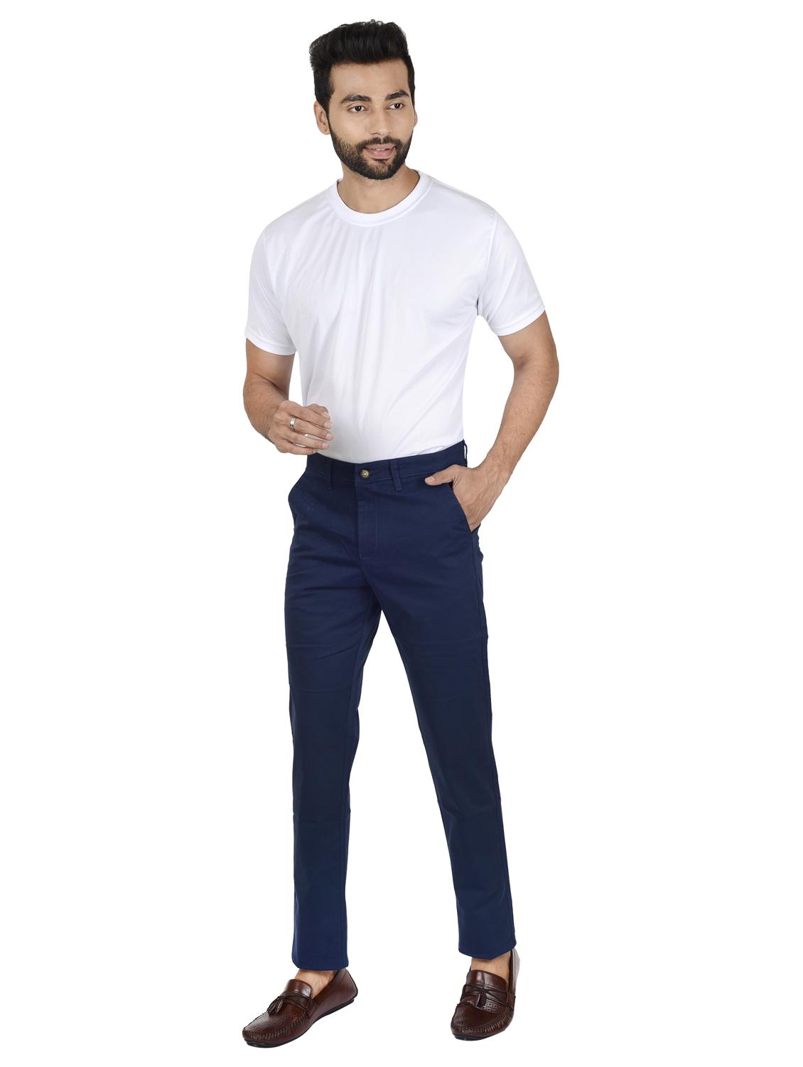 blue solid chinos - 17452723 - Zoom Image - 4