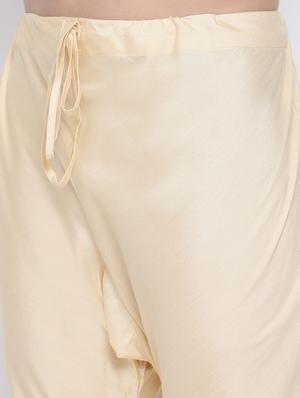 yellow jacquard silk blend kurta pyjama set - 17453101 - Standard Image - 5
