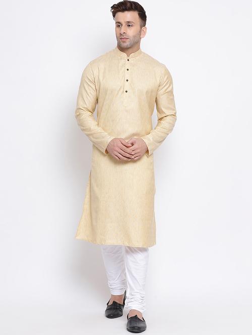 beige self design kurta pyjama set - 17453123 - Standard Image - 1