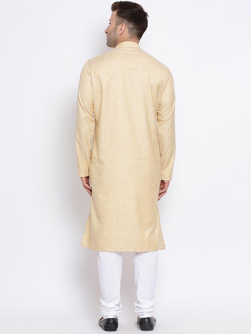 beige self design kurta pyjama set - 17453123 - Zoom Image - 3