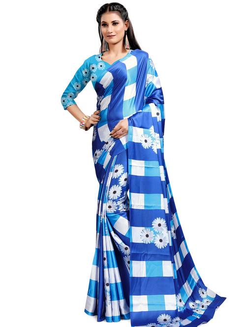 floral printed saree with blouse - 17453206 - Standard Image - 1